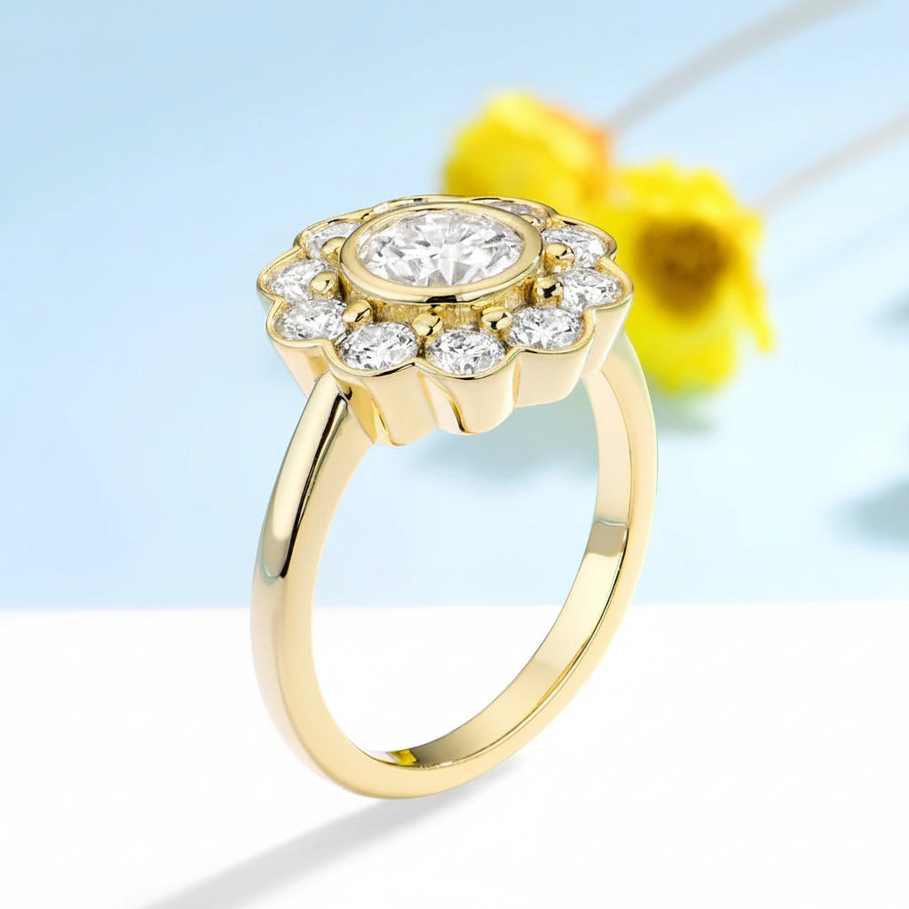 Éclat Solitaire Moissanite Ring – worn on hand