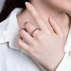 Rosée Ruby Band Ring – stacked as wedding band