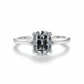 Velours Gris 3CT OMC Cushion Moissanite Ring – 3CT grey OMC cushion moissanite in solid gold by Lunara