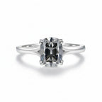 Velours Gris 3CT OMC Cushion Moissanite Ring – 3CT grey OMC cushion moissanite in solid gold by Lunara
