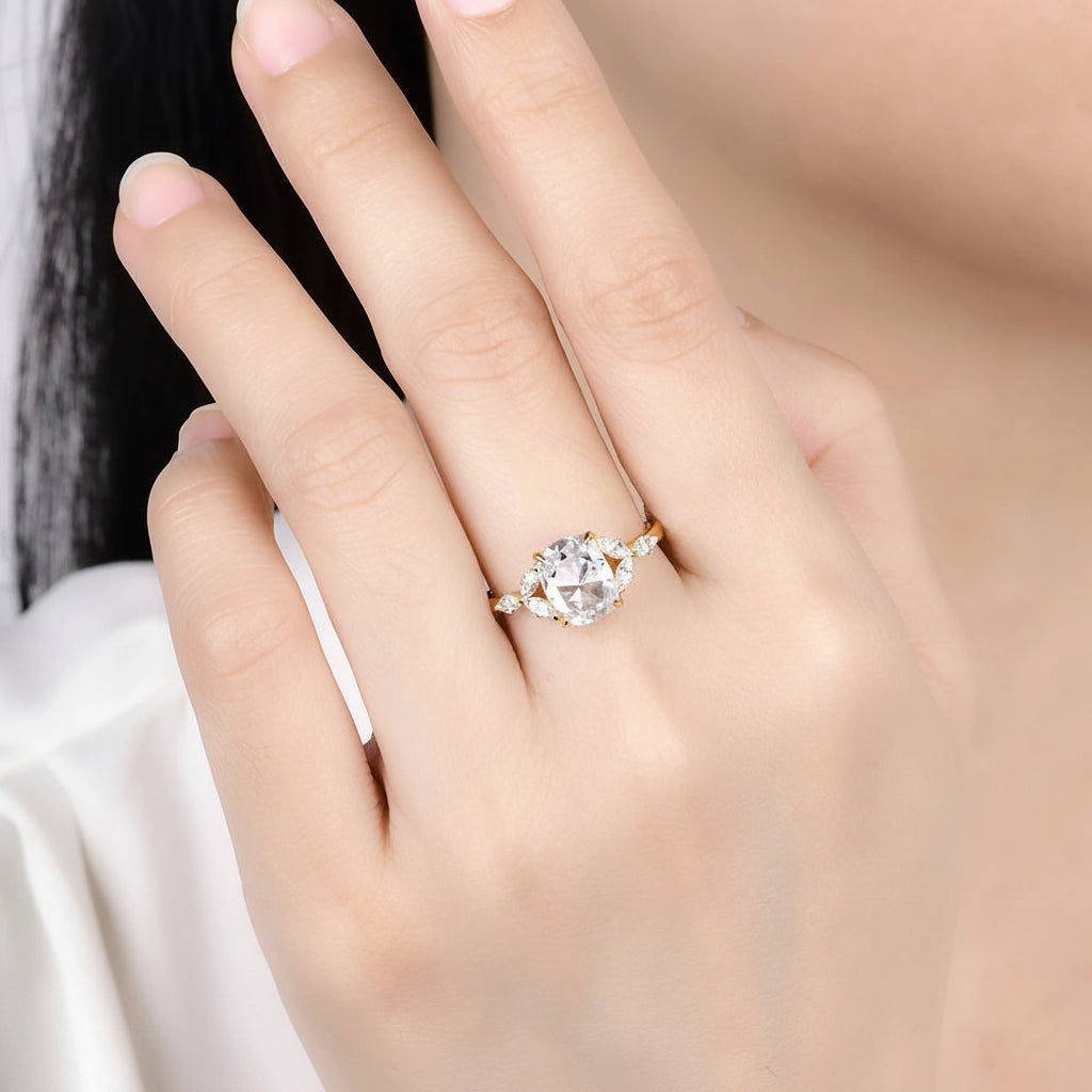 Coussin Rose Cut Moissanite Ring – rose gold option