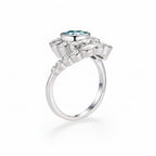 Vague Cyan Moissanite Spiral Ring – top view of spiral setting