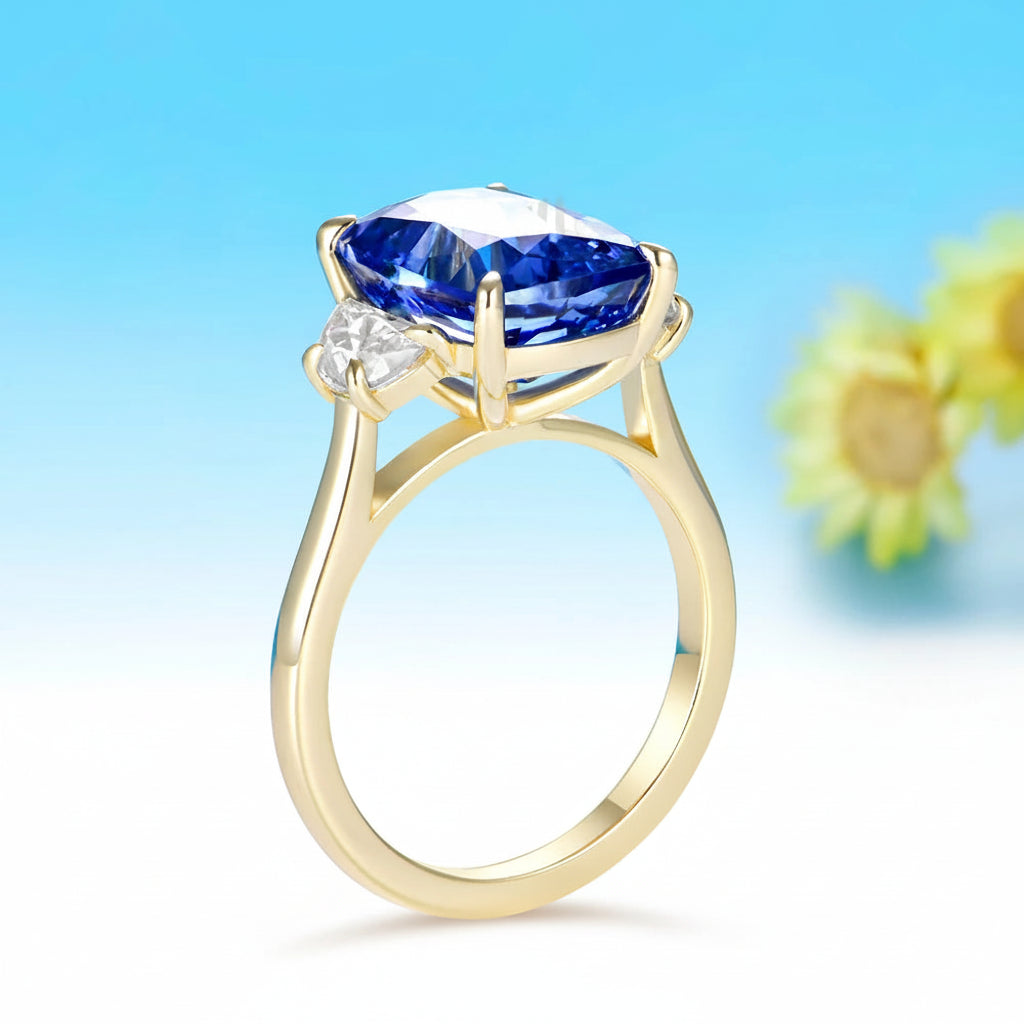 Céleste Sapphire Statement Ring – worn on hand