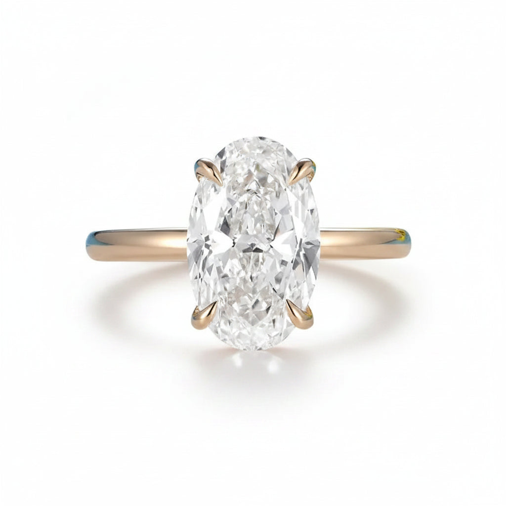 Opale Oval Moissanite Ring – 5CT oval moissanite solitaire in solid gold by Lunara