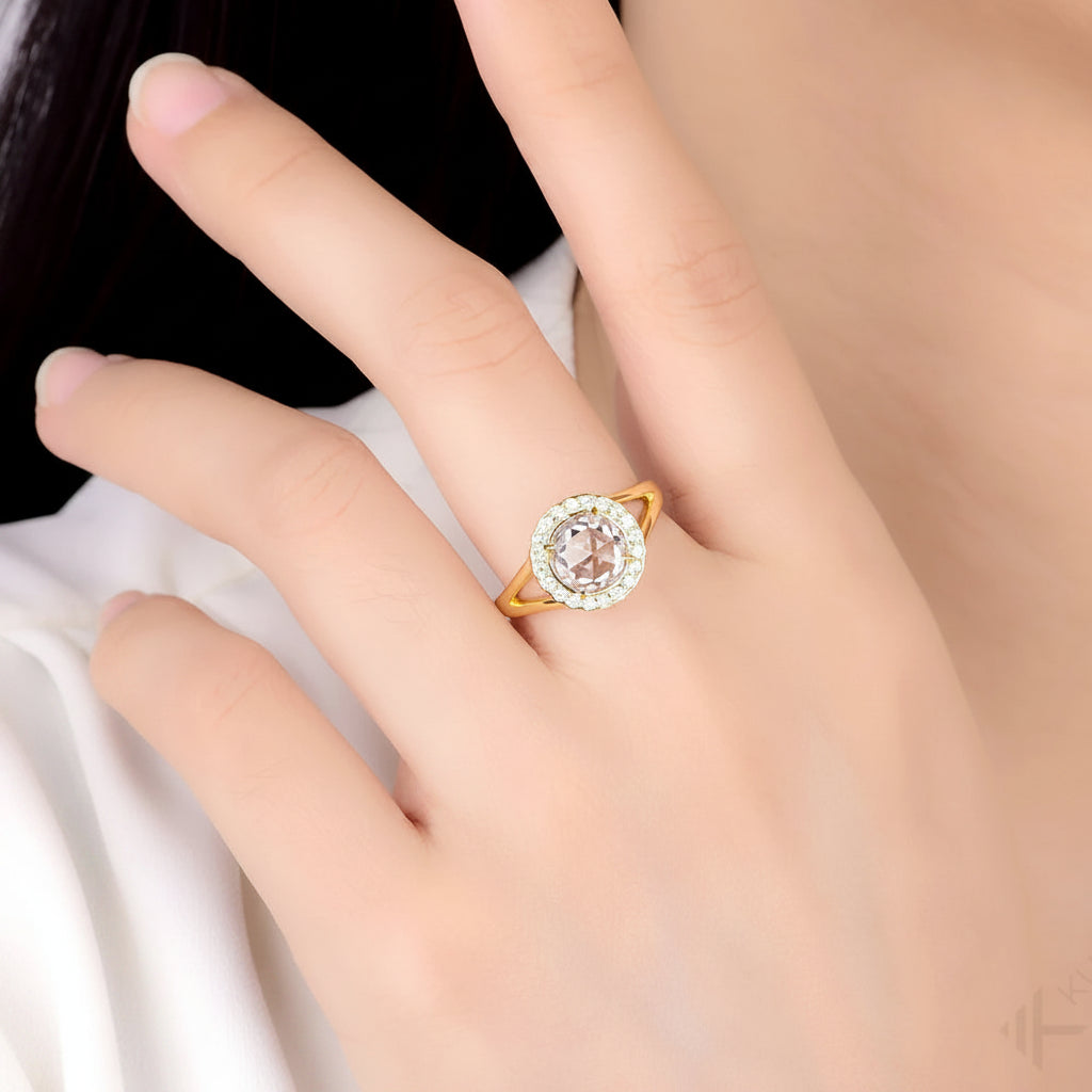 Vintage Rose Moissanite Ring – yellow gold option