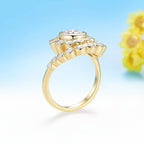 Vague Cyan Moissanite Spiral Ring – white gold option