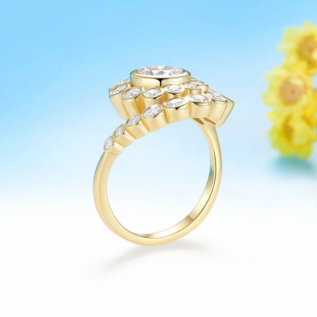 Vague Cyan Moissanite Spiral Ring – white gold option