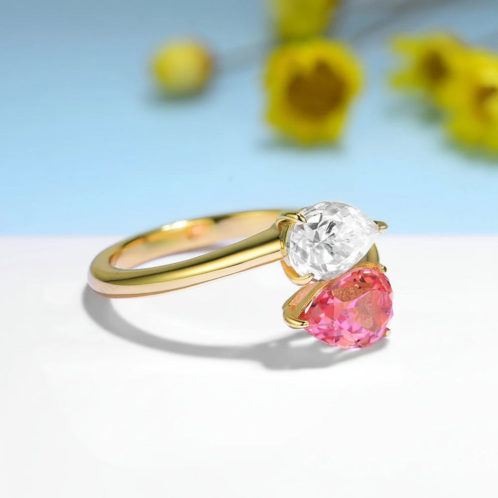 Aurore Padparadscha Moissanite Ring – rose gold setting