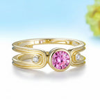 Éclat Rose Pink Sapphire Diamond Ring – top view of pink sapphire