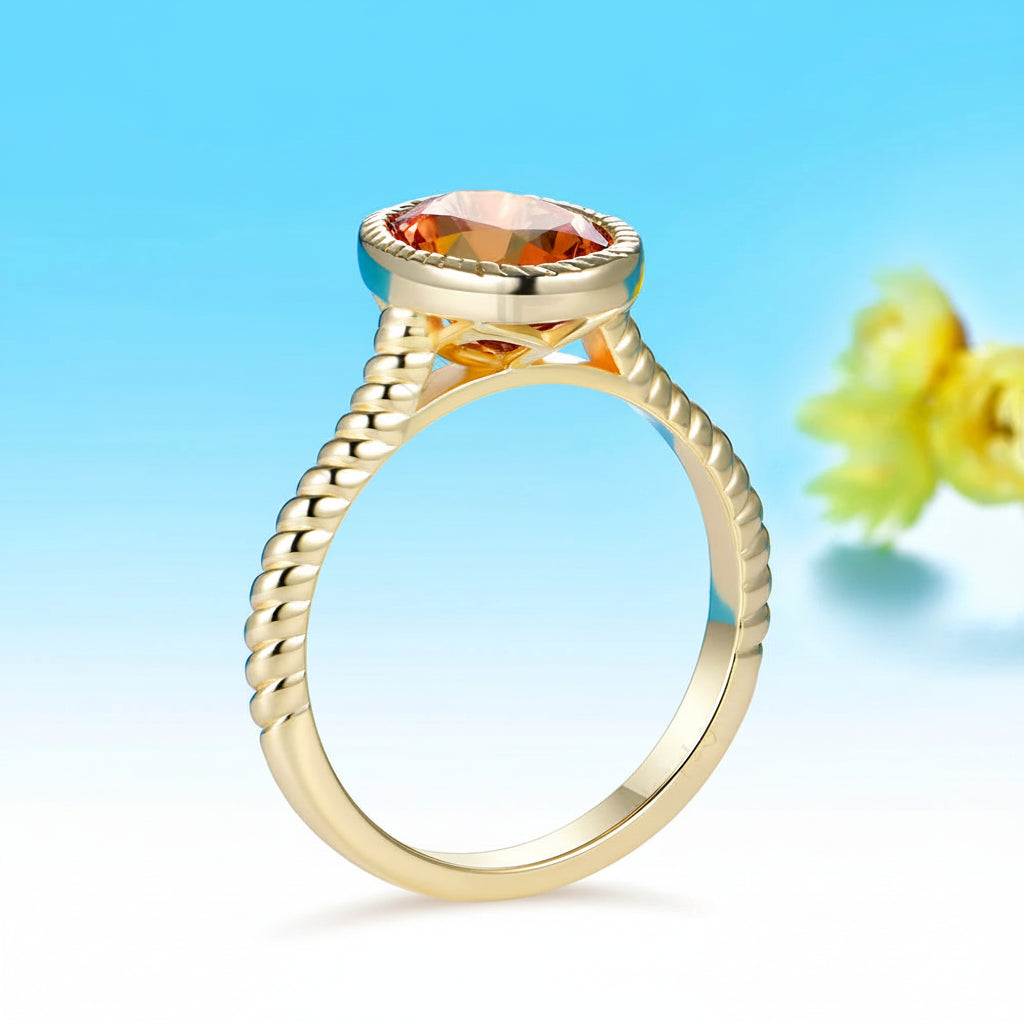 Soleil Orange Sapphire Ring – worn on hand