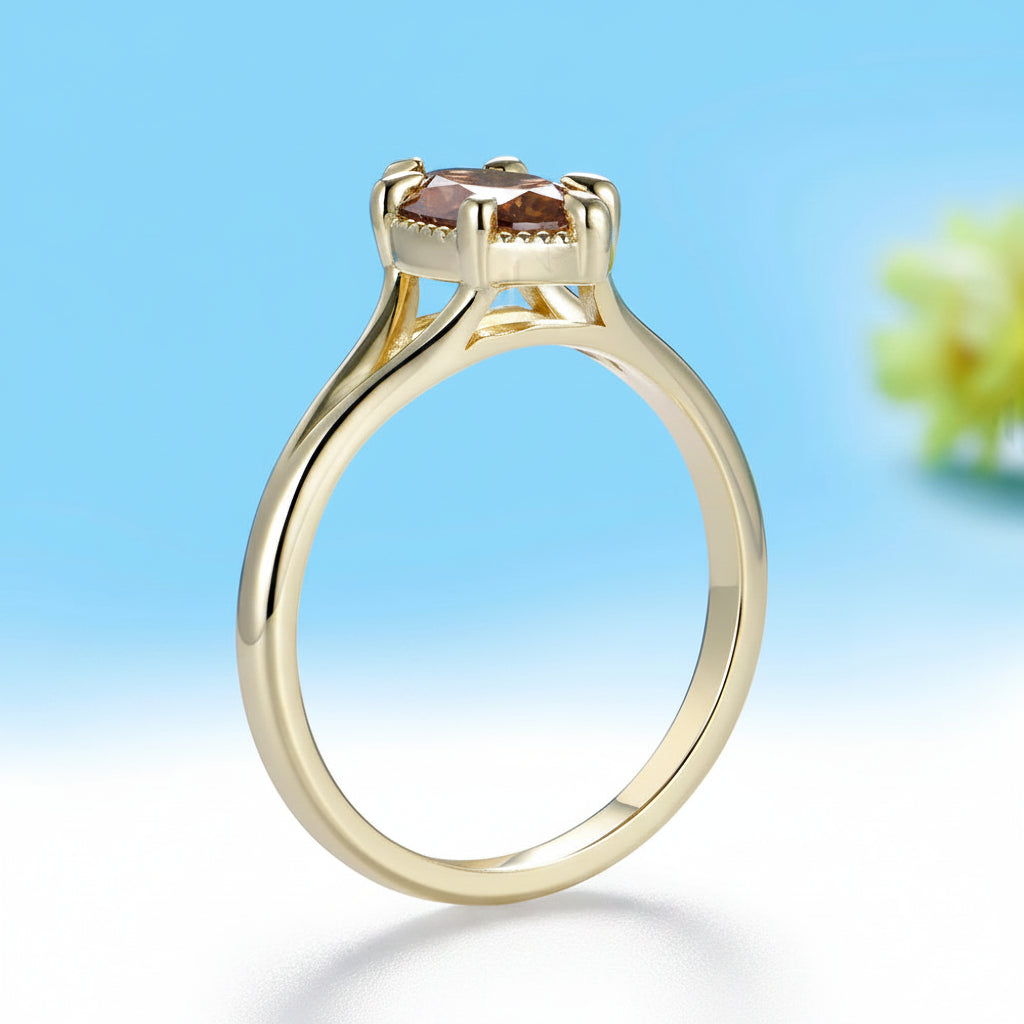 Marquise Champagne 1CT Moissanite Ring – worn on hand