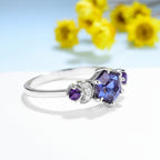 Hexagone Alexandrite Moissanite Ring – violet tone under candlelight