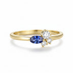 Saphir Diamant Sapphire Diamond Ring – 0.5CTW lab sapphire and diamond ring in solid gold by Lunara