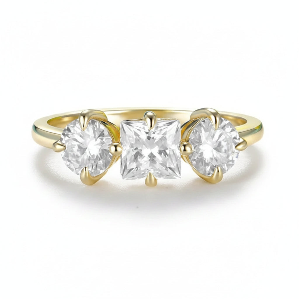 Princesse Band 1.8CTW Moissanite Ring – princess cut moissanite band in solid gold by Lunara