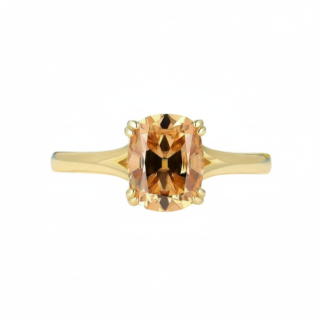 Coussin Champagne OMC 3CT Moissanite Ring