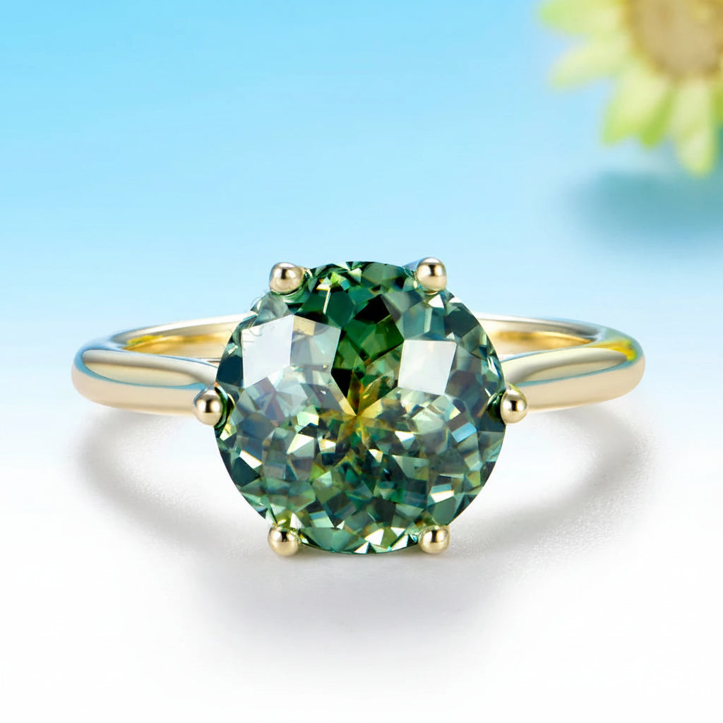 Jubilé Cyan Moissanite Ring – yellow gold setting