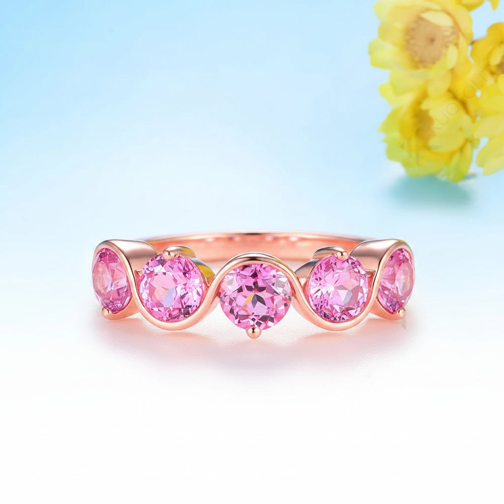 Rose Céleste Pink Sapphire Ring – worn on hand