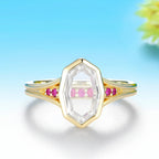 Portrait Ruby Moissanite Ring – close-up of ruby and moissanite