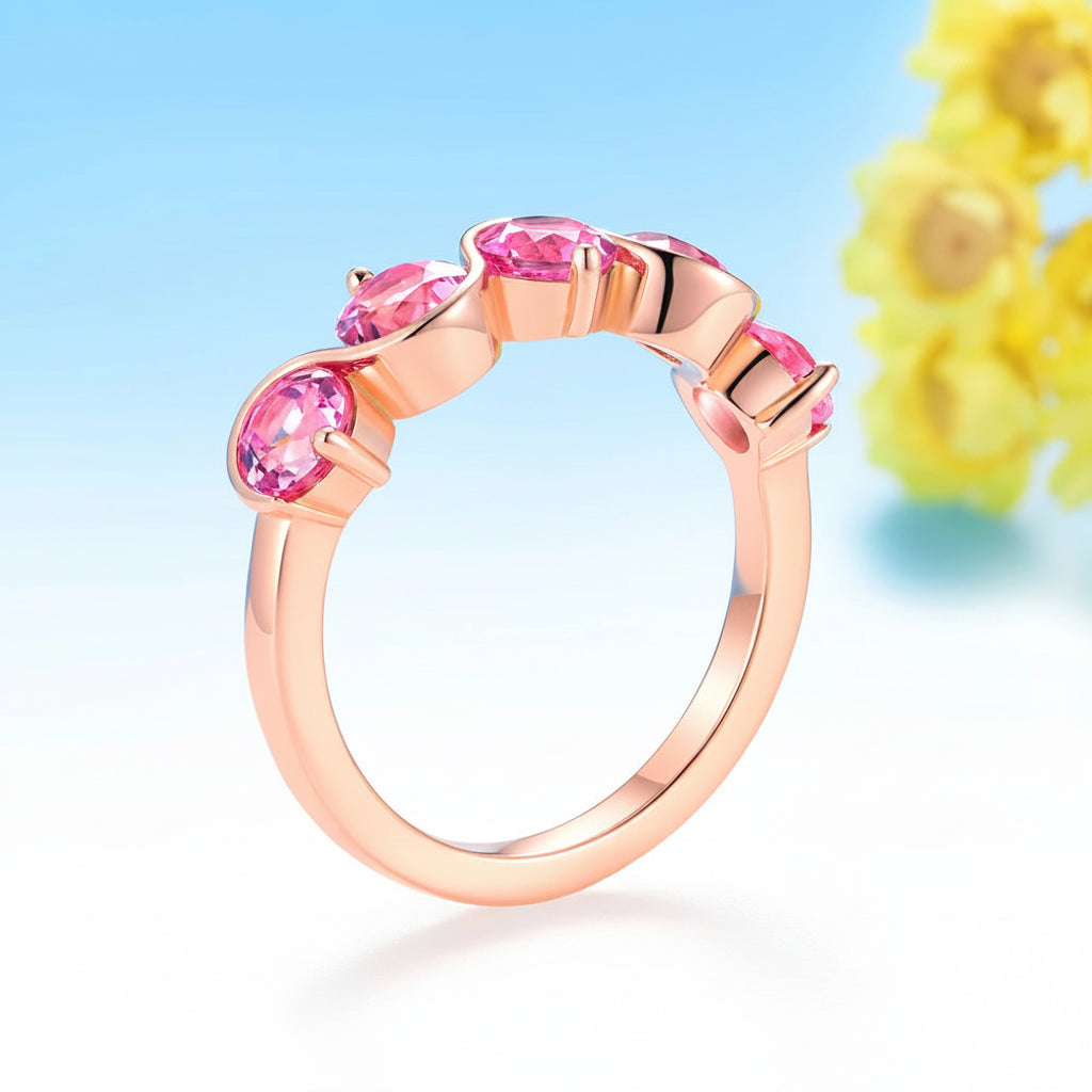 Rose Céleste Pink Sapphire Ring – rose gold setting detail