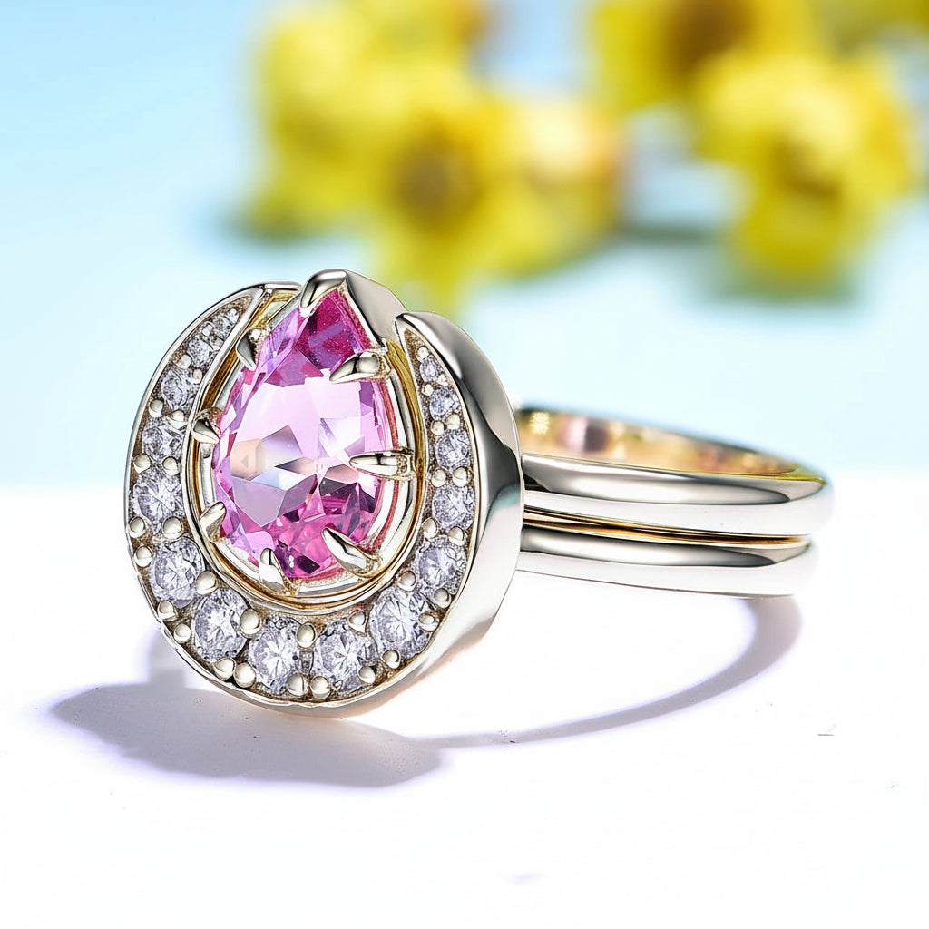 Rosace Pink Sapphire Set Ring – rose gold setting