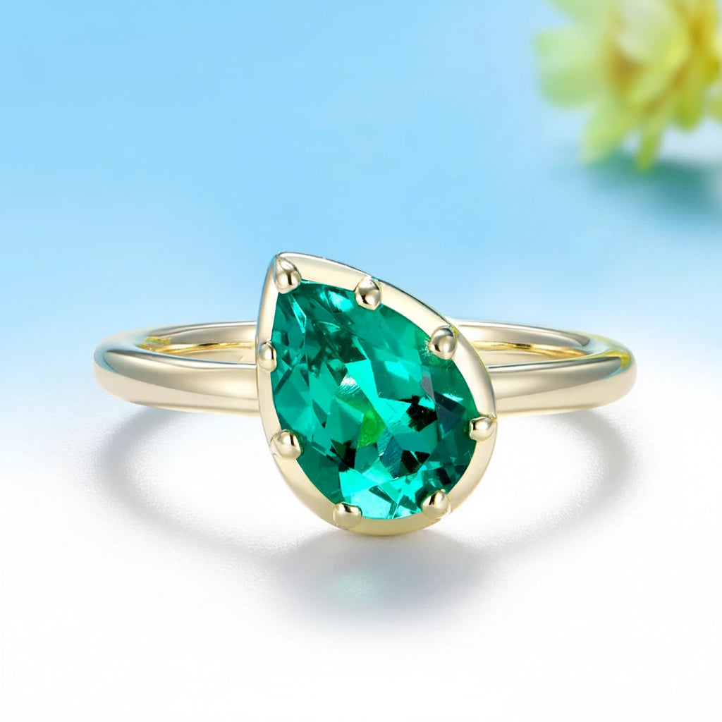 Poire Émeraude 2CT Emerald Pear Ring