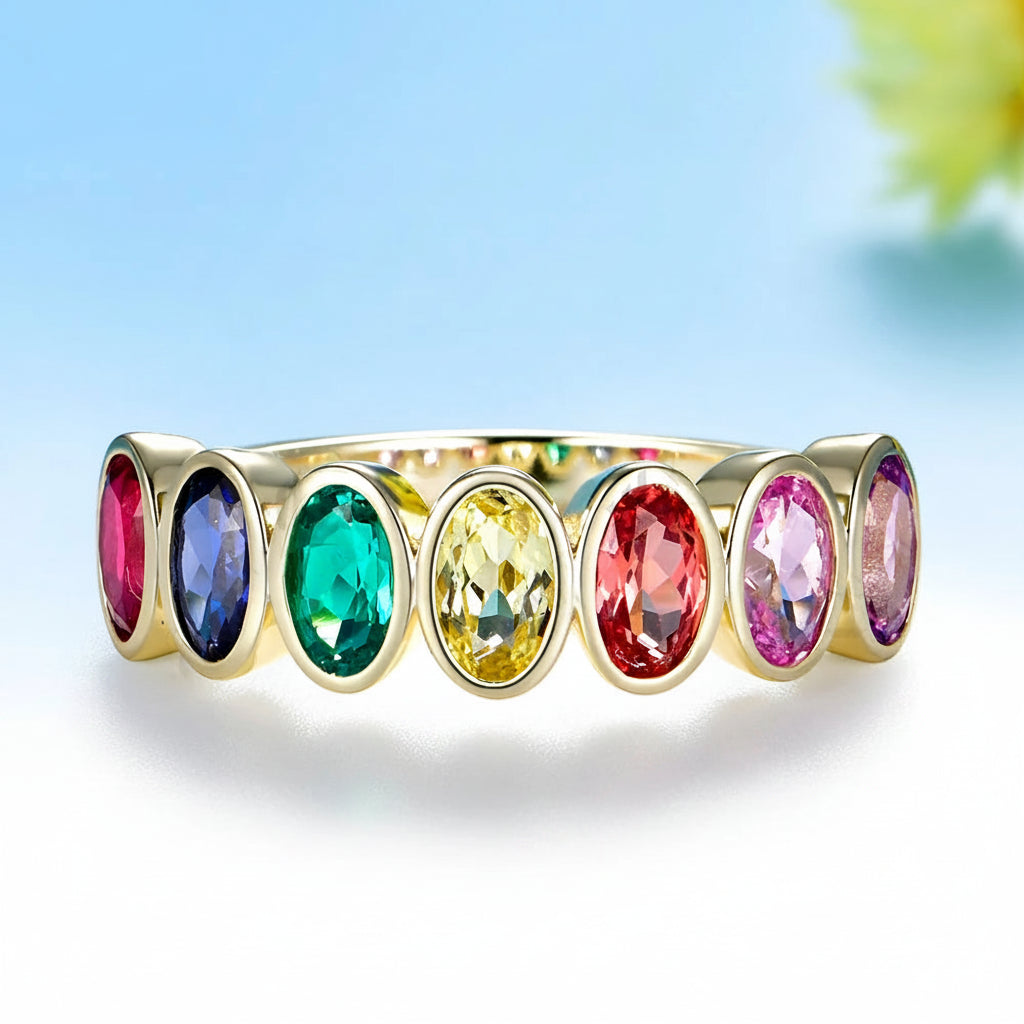 Arc-en-Ciel Rainbow Sapphire Ring – yellow gold option