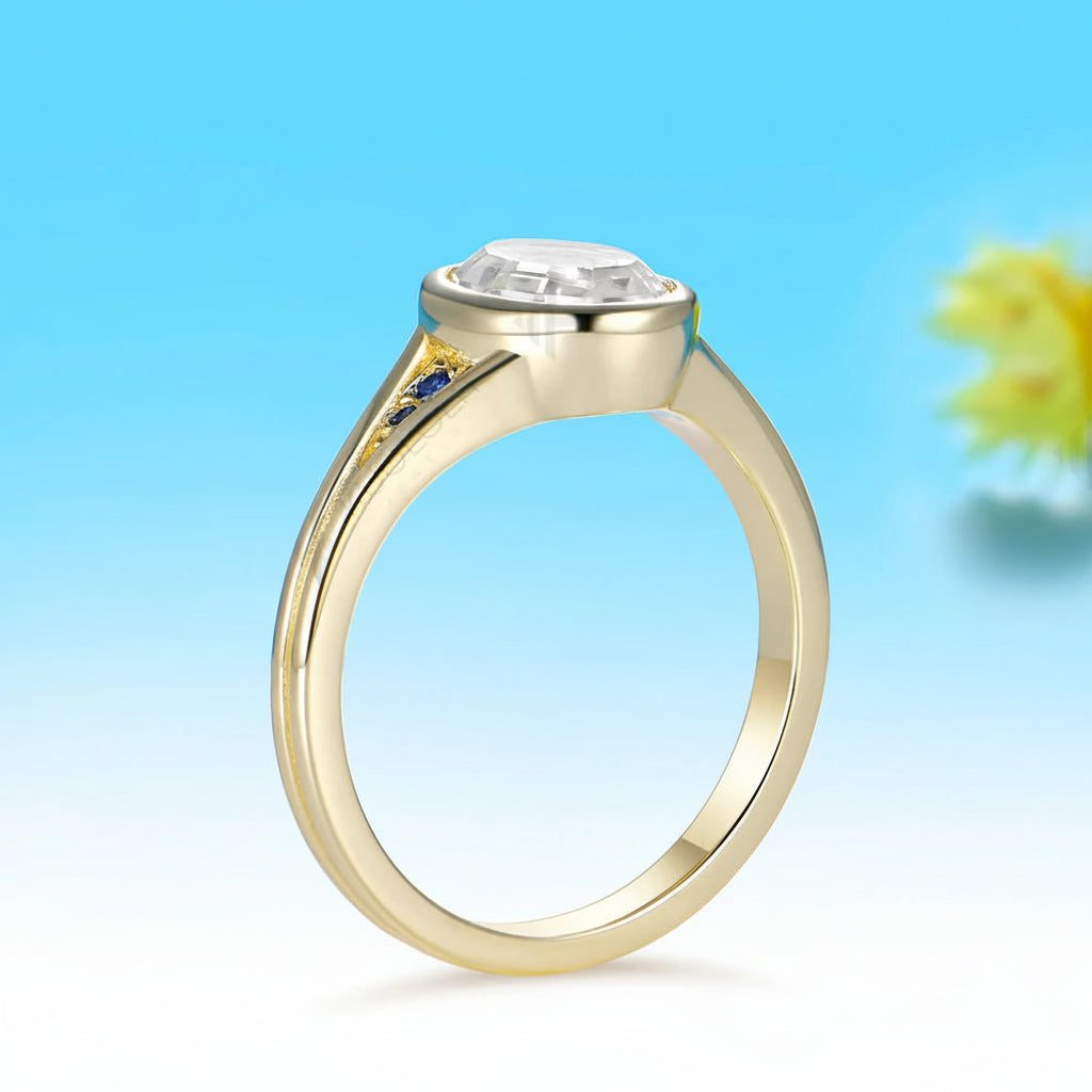 Velours Portrait Moissanite Sapphire Ring – rose gold option
