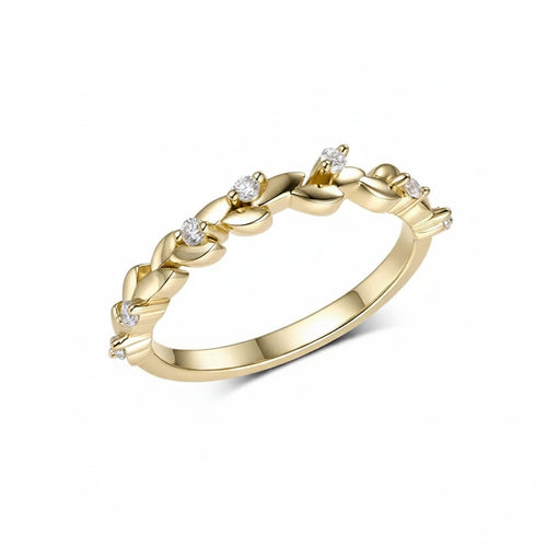 Blé d'Or Lab Diamond Wheat Band Ring – top view of wheat motif