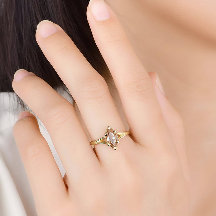 Marquise Champagne 1CT Moissanite Ring – rose gold variant