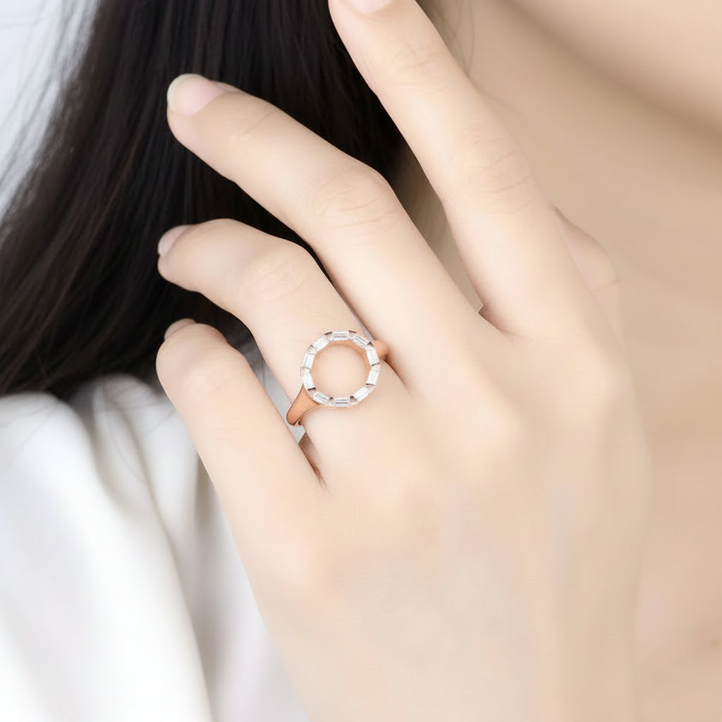 Cercle Étoilé 1CTW Moissanite Band Ring – stacked with other rings