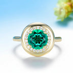 Jardin Vert Emerald Moissanite Ring – worn on hand