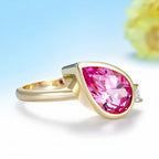 Poire Rose 3.5CT Pink Sapphire Moissanite Ring