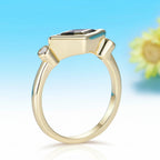 Nocturne Rhombus Moissanite Ring – worn on hand
