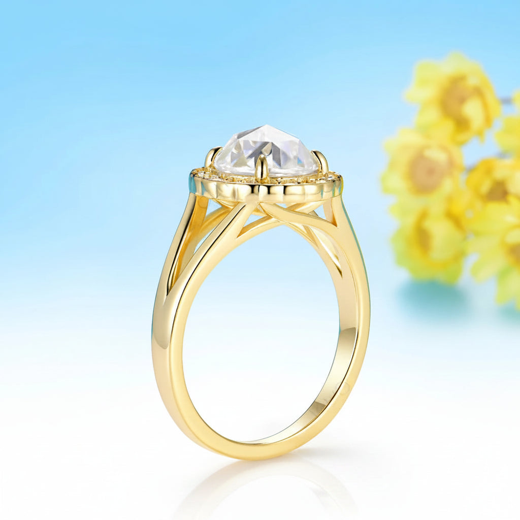 Vintage Rose Moissanite Ring – worn on hand