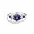 Hexagone Alexandrite Moissanite Ring – alexandrite hexagon moissanite ring in solid gold by Lunara