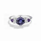 Hexagone Alexandrite Moissanite Ring – alexandrite hexagon moissanite ring in solid gold by Lunara