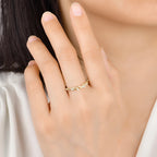 Blé d'Or Lab Diamond Wheat Band Ring – stacked as wedding band