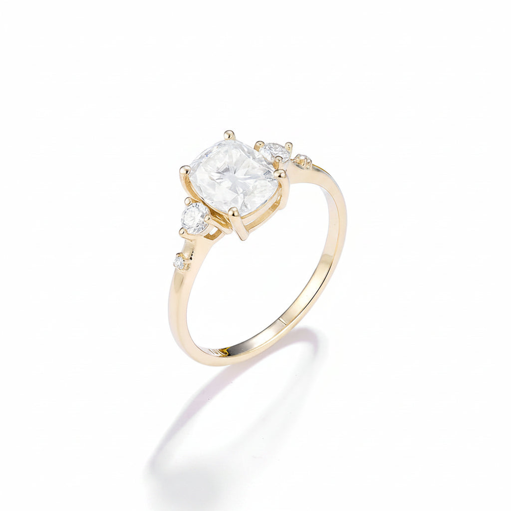 Grand Coussin Moissanite Ring – top view of cushion stone