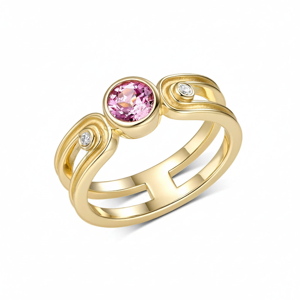 Éclat Rose Pink Sapphire Diamond Ring – rose gold setting