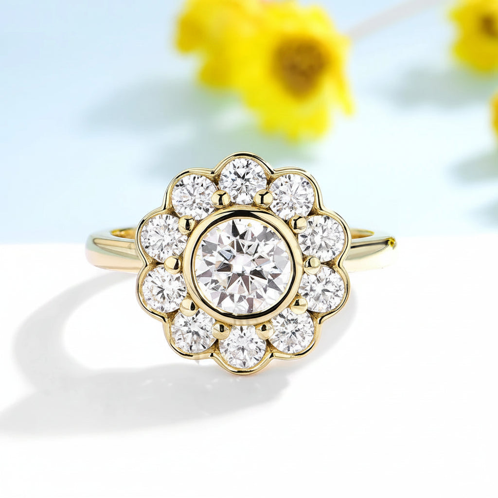 Éclat Solitaire Moissanite Ring – yellow gold option